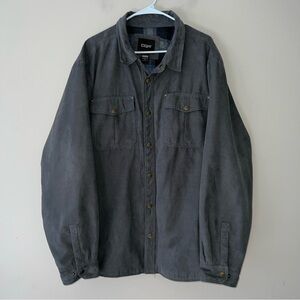 CQR Jacket Mens XXL 2XL Gray Faux Brushed Suede Flannel Lined Bomber Rugged Coat